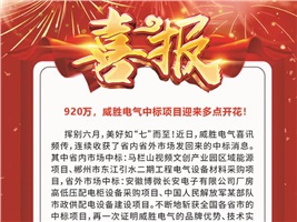920萬(wàn)，威勝電氣中標(biāo)項(xiàng)目迎來多點(diǎn)開花！